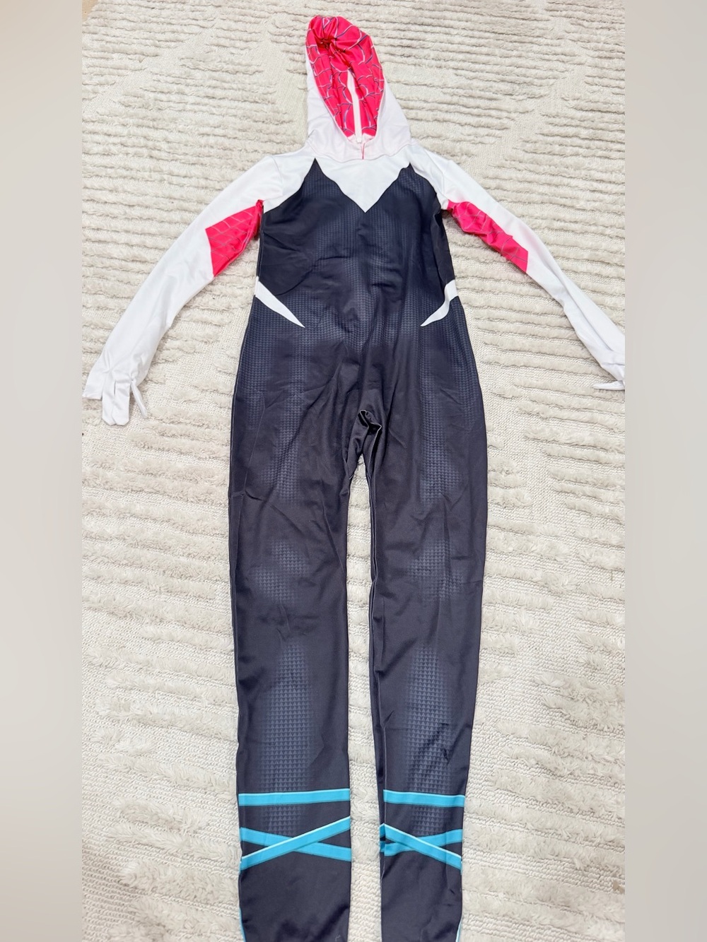 New Kids Gwen Stacey Spidergirl Black & White Hooded One-Piece Costume